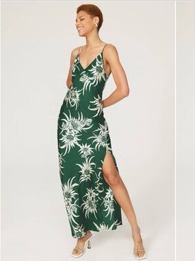 Rag & Bone Larissa Silk Slip Dress in Green Multi Size 6
